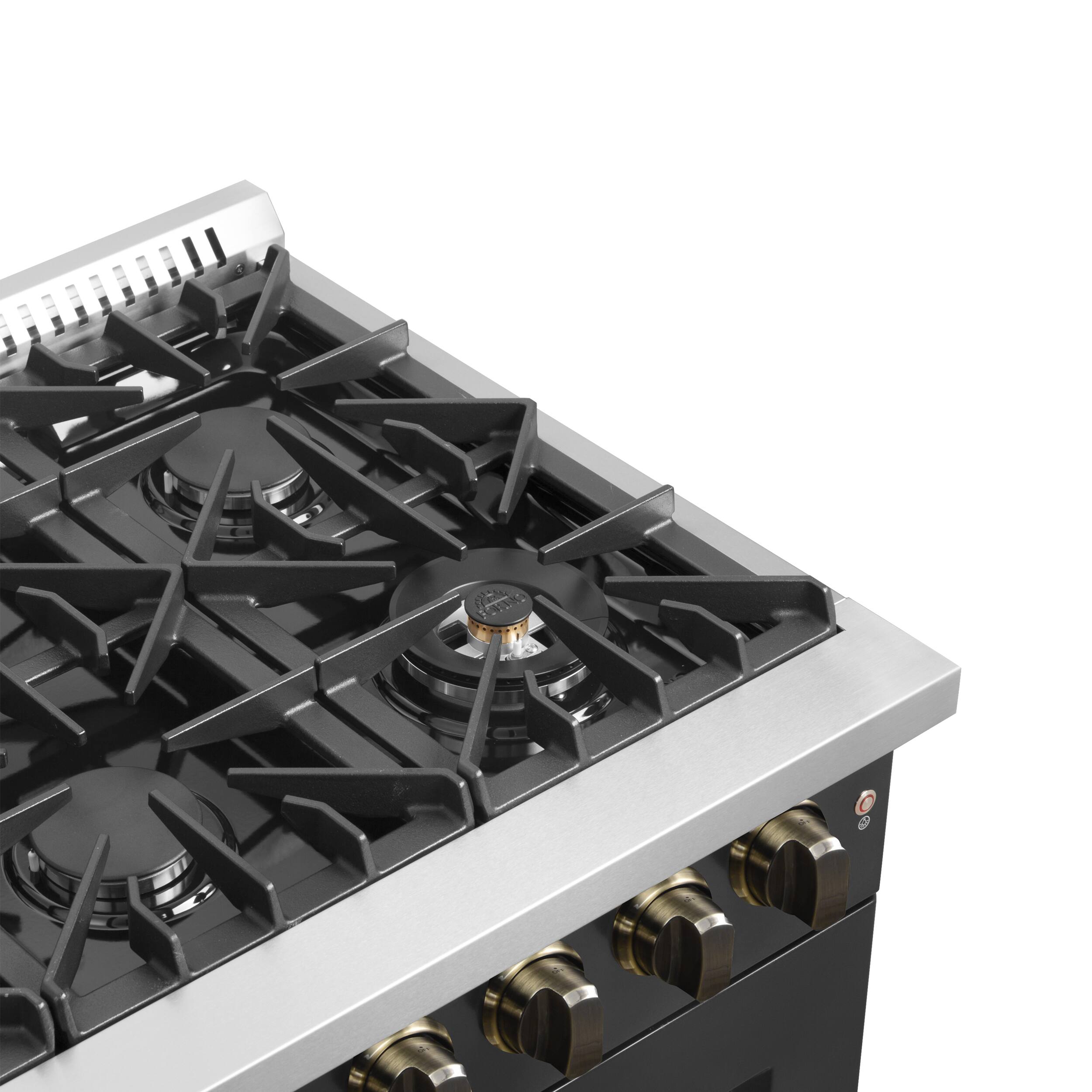 Alt View 9. Forno Appliances - Galiano 5.36 Cu. Ft. Freestanding Gas Convection Range with French Door Design - Black.