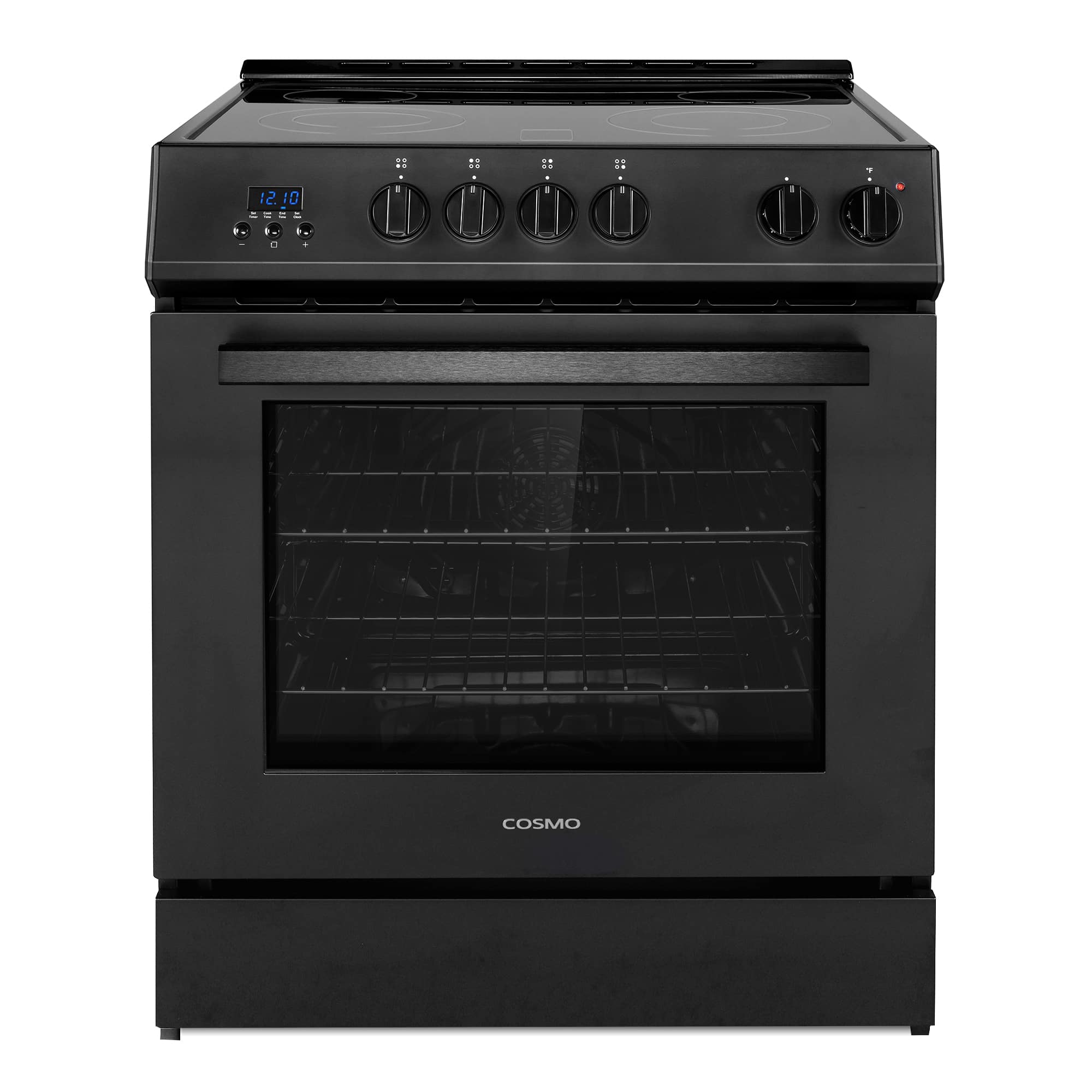 COSMO - COS-ERD304K-BK 30 in. Stellar Collection 5.0 cu. ft. Electric Range with 4 Burner Glass Cooktop and Convection Oven - Matte Black