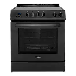 COSMO - COS-ERD304K-BK 30 in. Stellar Collection 5.0 cu. ft. Electric Range with 4 Burner Glass Cooktop and Convection Oven - Matte Black