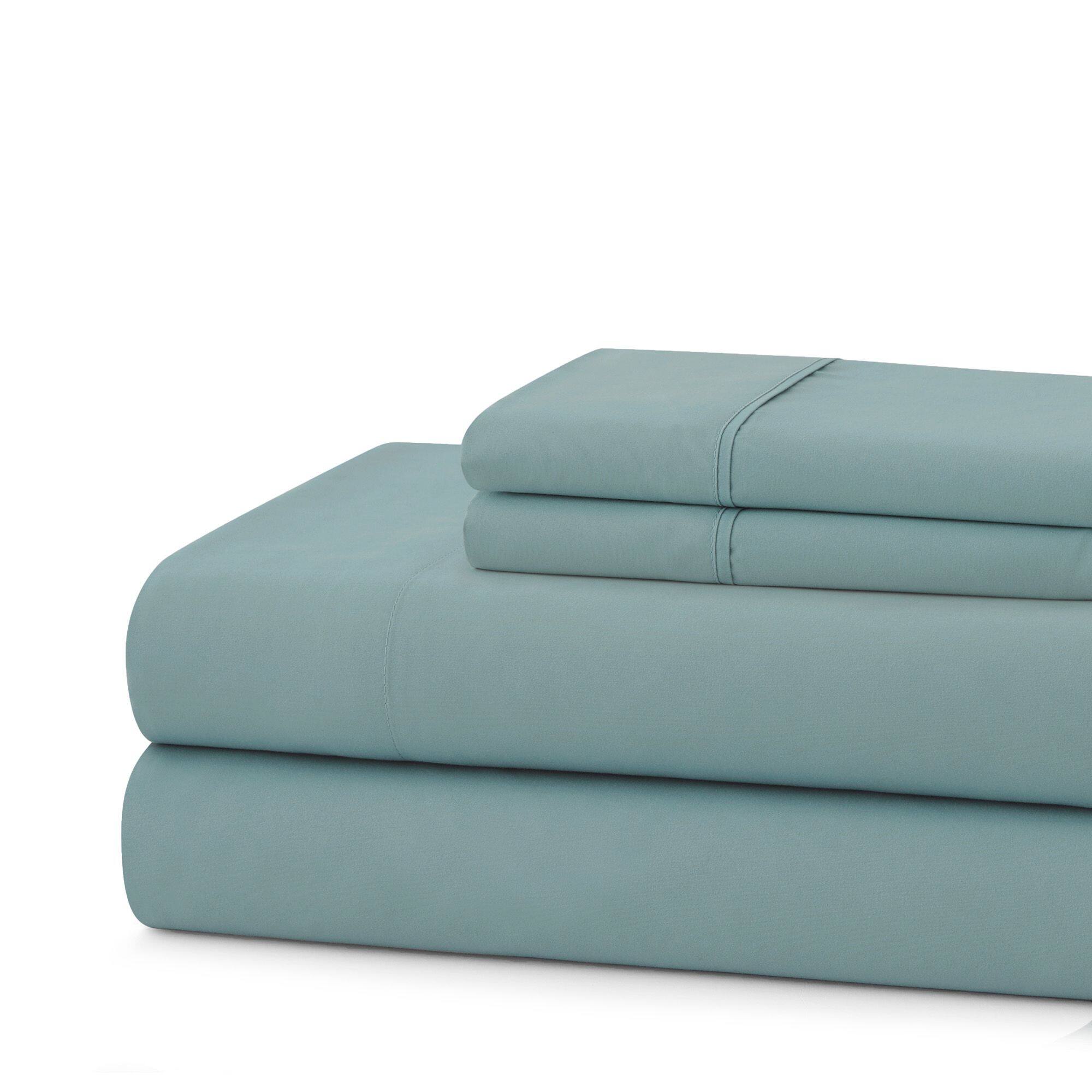Left. Sweet Home Collection - King, 4 Piece 100% Cotton 400 Thread Count Sheet Set - Misty Blue.