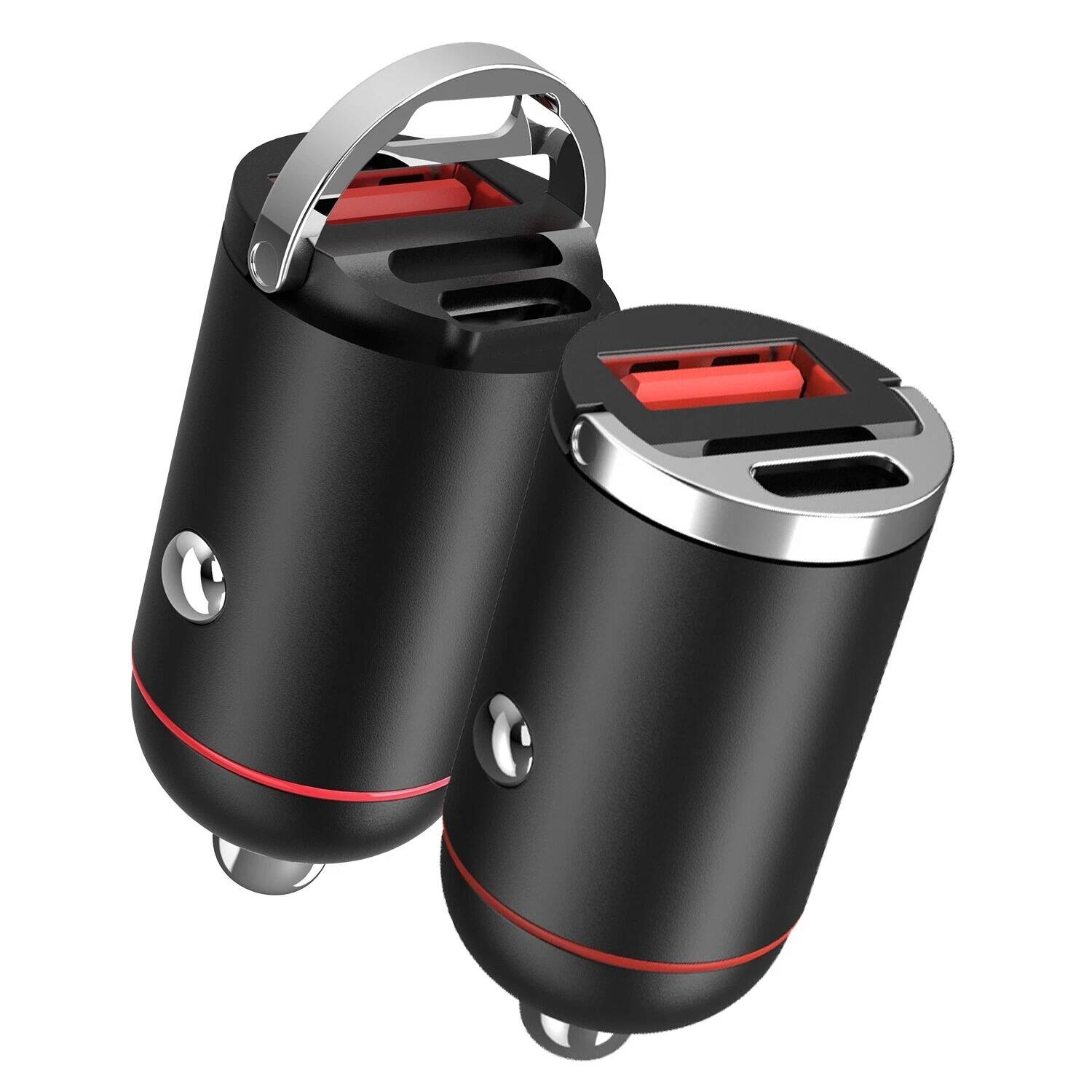 Angle. Stock Preferred - 2Pcs Dual Port 100W USB Type-C Car Charger - Black.