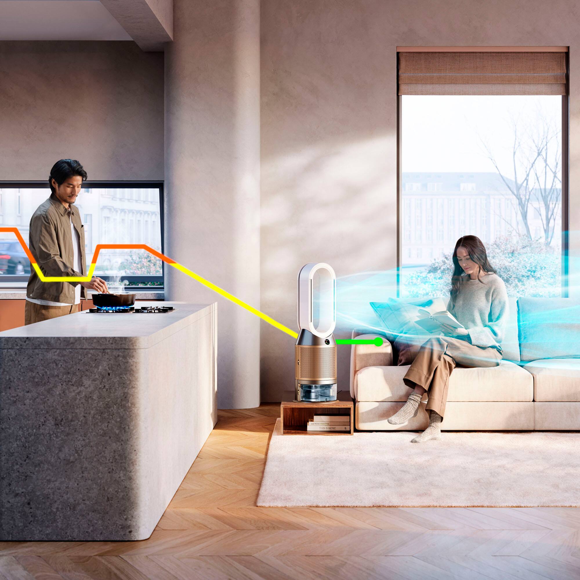 Left. Dyson - Purifier Humidify+Cool PH2 De-NOx​ - White/Gold.