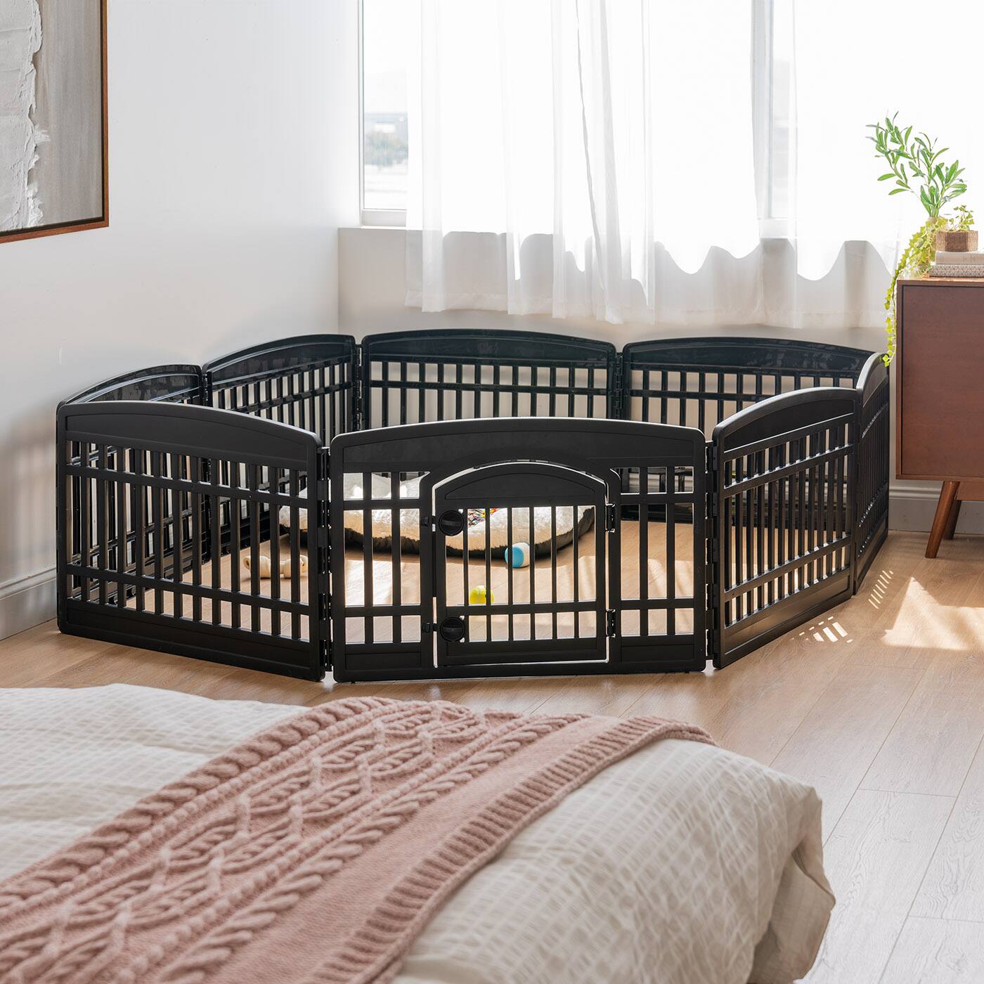 Alt View 4. IRIS USA - IRIS 4-10 Panel 24/34"H Folding Exercise Enclosure Plastic Pet Playpen with Door.