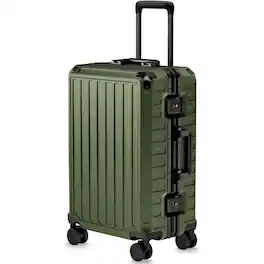 LUGGEX - 21 Inch Carry On Luggage with Spinner Wheels, Zipperless PC Hardside Aluminum Frame Suitcase 8010S - ZX-Core - Green
