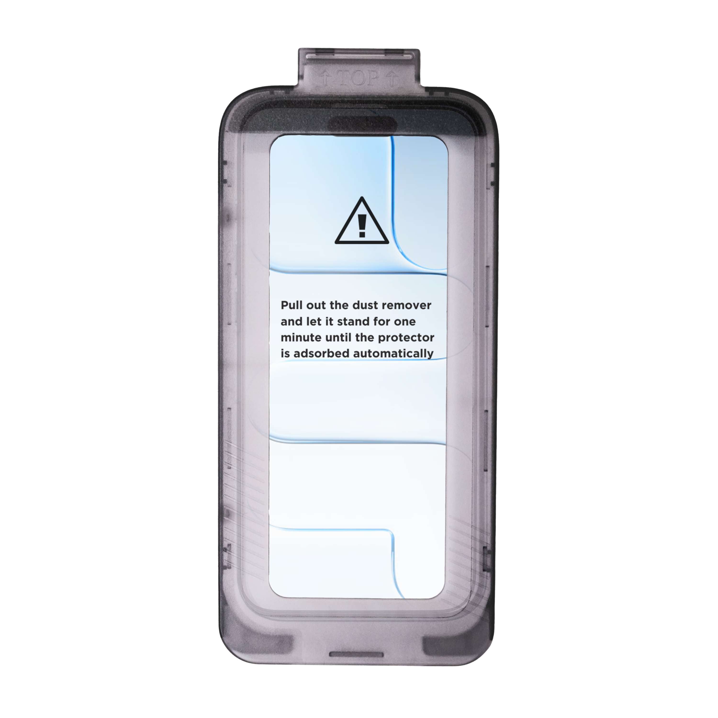 Pull out the dust remover and let it stand for one minute until the protector is adsorbed automatically.