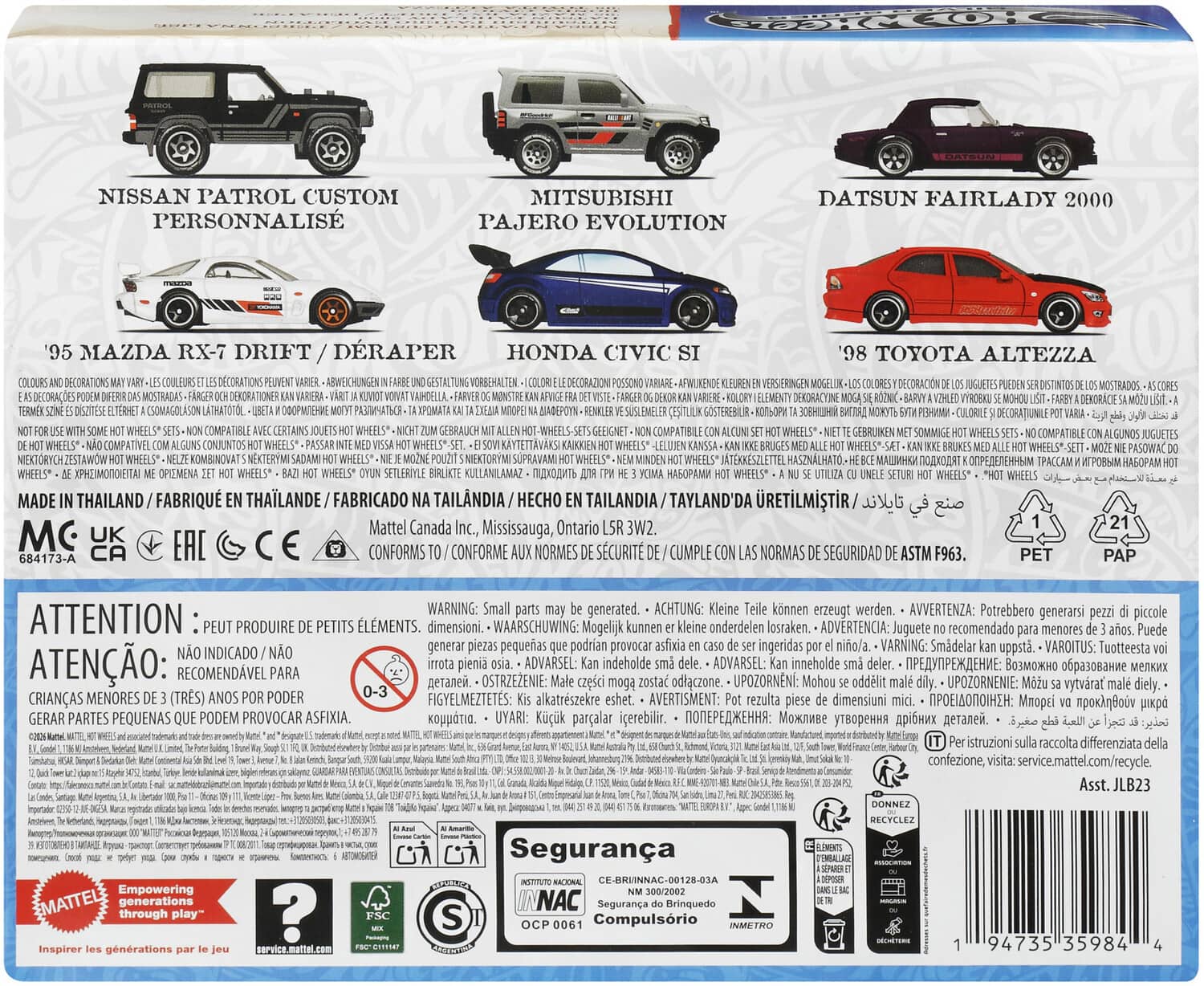 Mattel Hot Wheels 1:64 Silver Series Streets of Japan 6 Pack