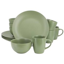 Gibson - Home Everyday Plus 12 Piece Round Stoneware Dinnerware Set - Green