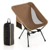 Front. Gymax - Gymax Ultra-Lightweight Camping Chair Portable Lawn Chair w/Triangular Aluminum Frame - Brown.