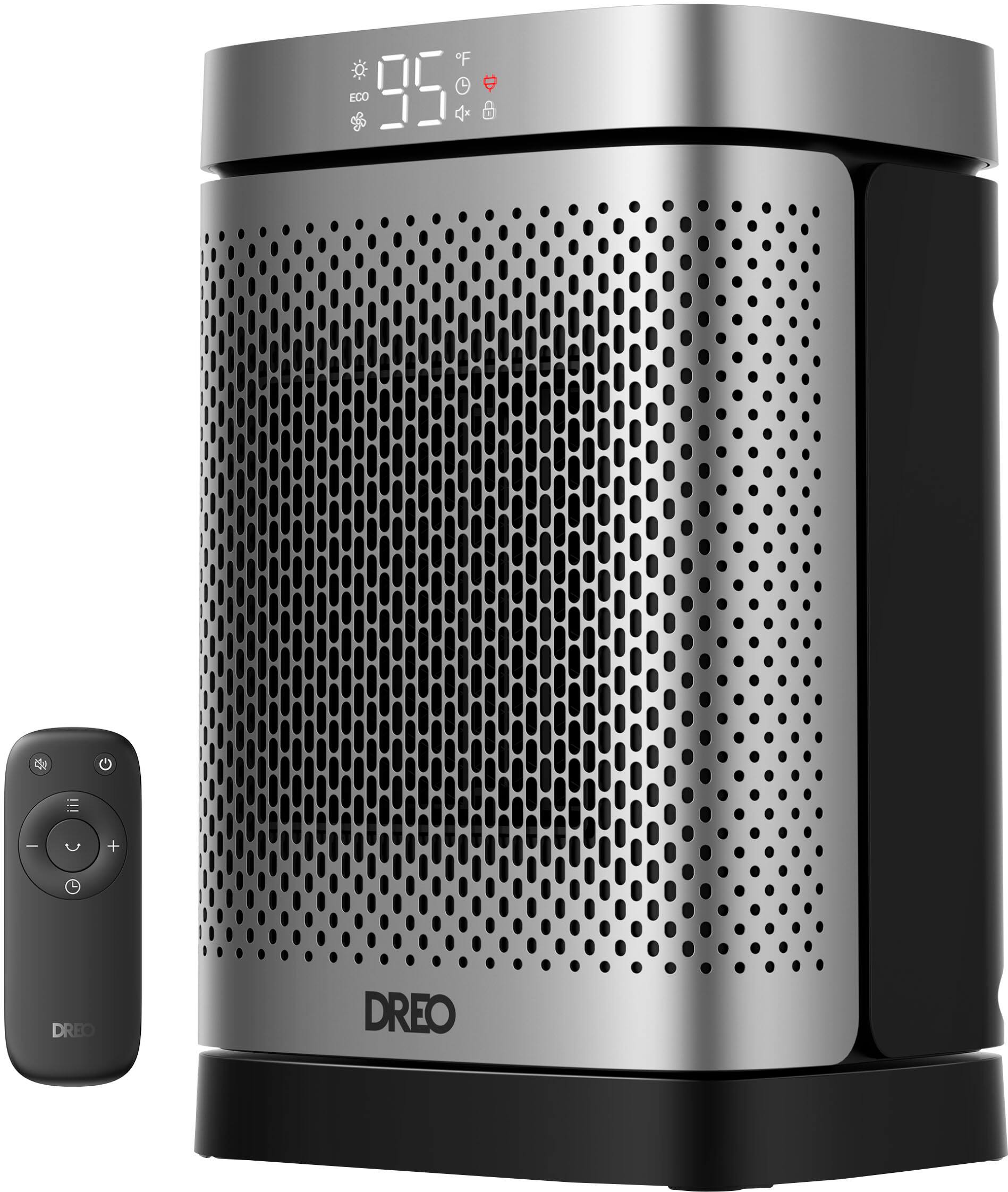Dreo - 1500W Portable Heaters for Indoor use with Remote and Thermostat, 70°Oscillation, 12h Timer, Atom Core - Silver