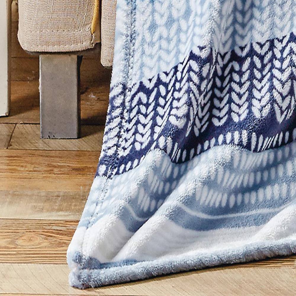 Alt View 3. Noble House - Anissa Micro Plush Decorative All Season Throw Blanket 50" x 70" Blue by Plazatex - Multi  blue.