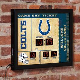 Evergreen Enterprises - Indianapolis Colts 15" x 19" Bluetooth Scoreboard Wall Clock - Brown