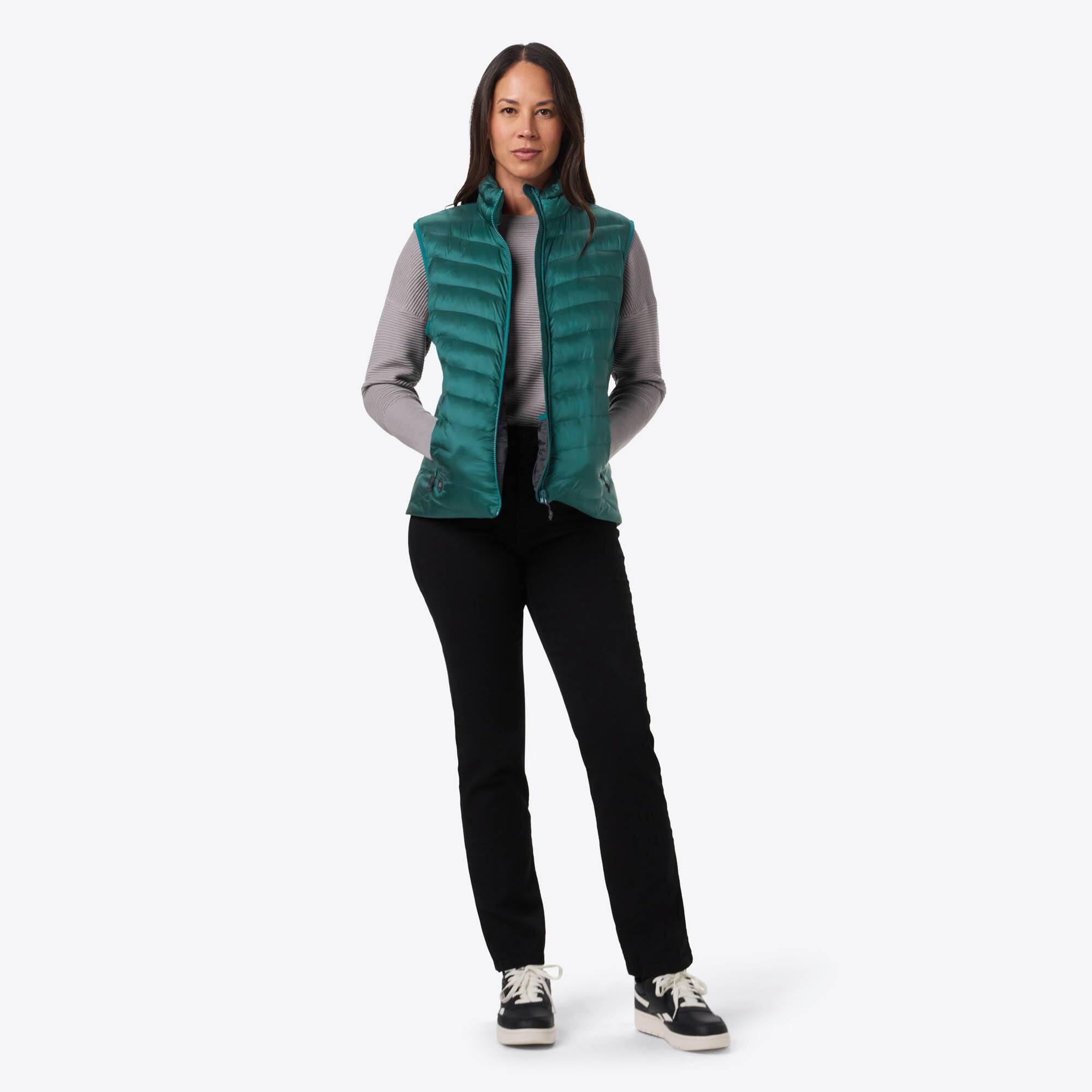 Left. Mobile Warming - Women's Backcountry Xtera Heated Vest - Teal.