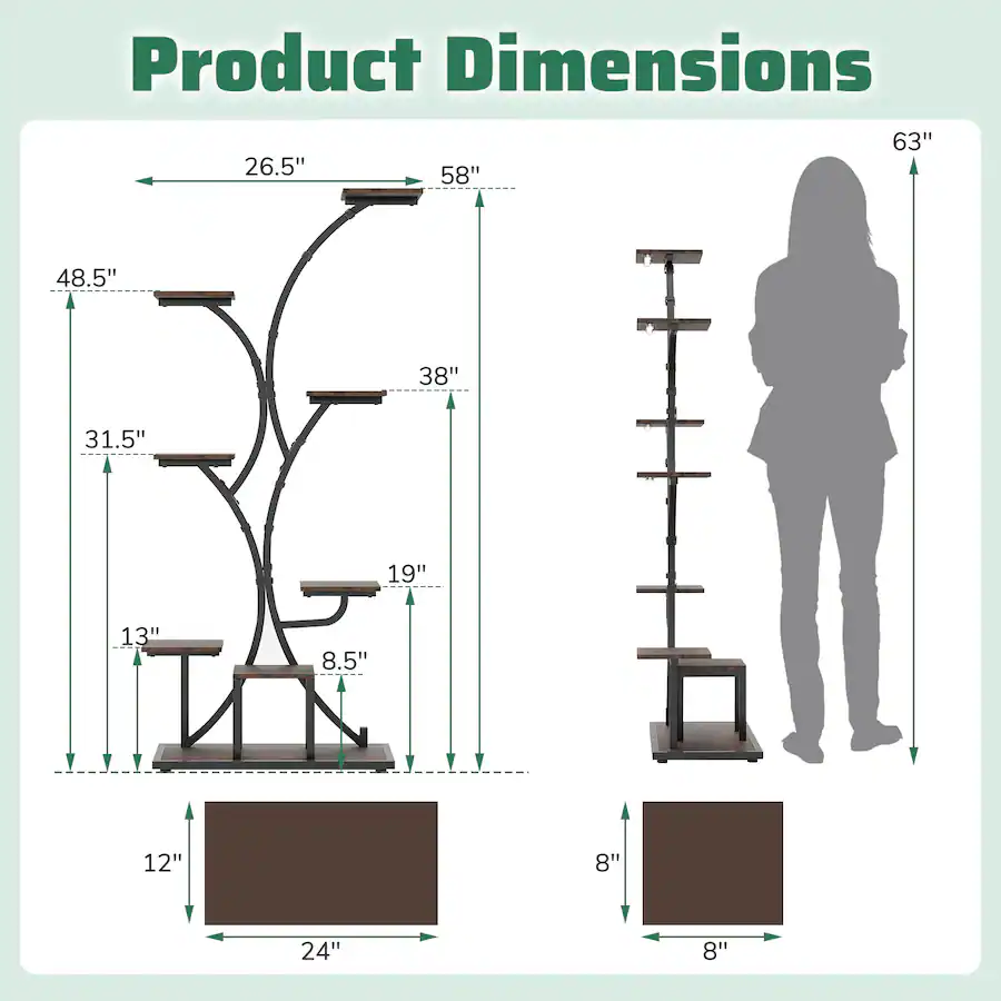 Of Multi Depth Rack Gymax 2PCS 58'' Tall 8 Tier Corner Metal Plant Shelf for Multiple ...