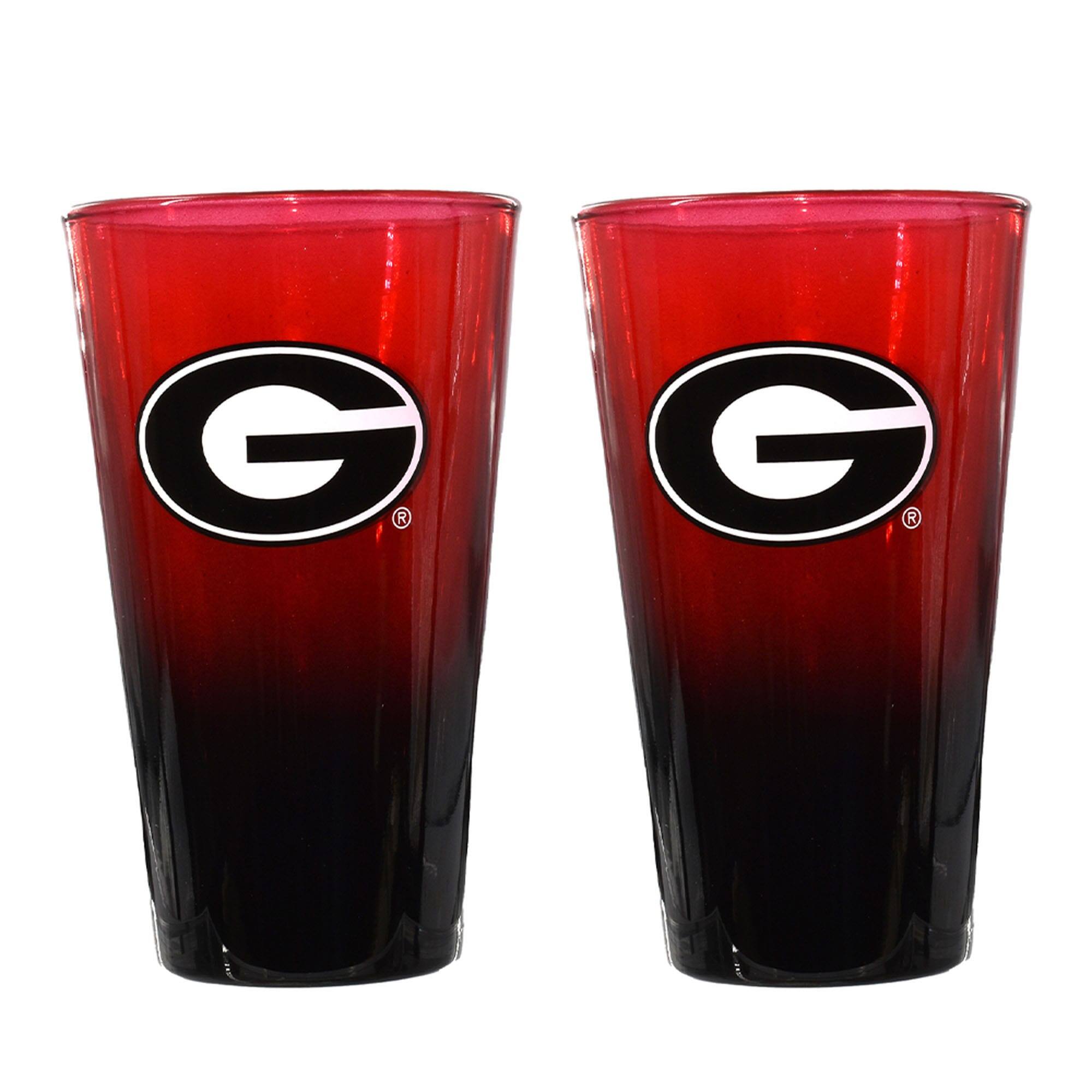 Front. The Memory Company - Georgia Bulldogs Two-Pack 16oz. Ombre Pint Glass Set - Multicolor.
