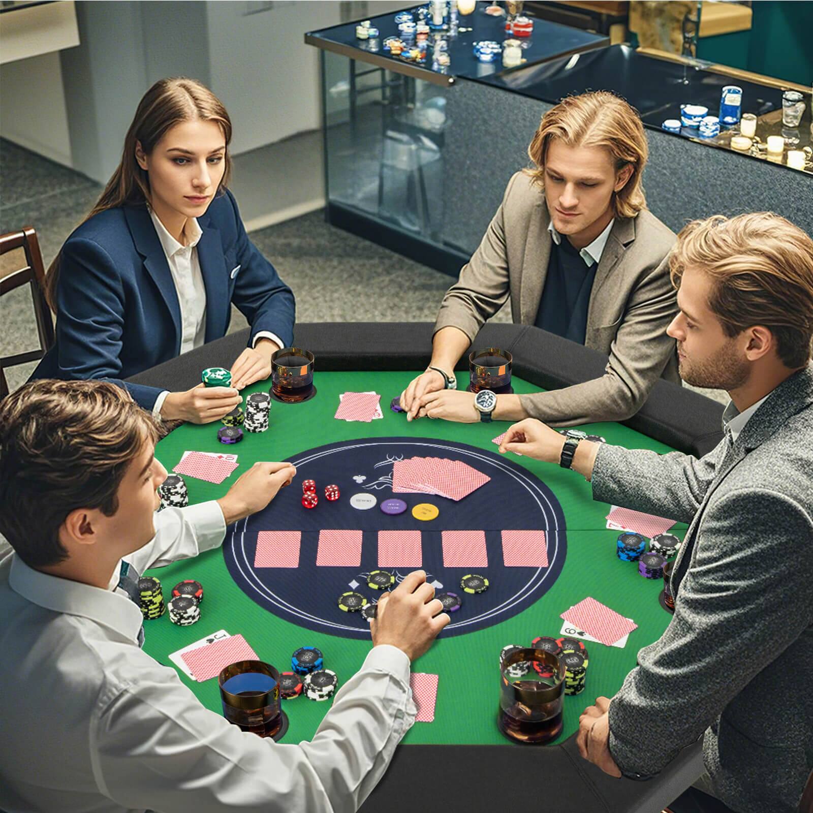 Alt View 3. Costway - Costway 48" Foldable Poker Table for 8 Players Portable Blackjack Texas Hold’em Table - Green.