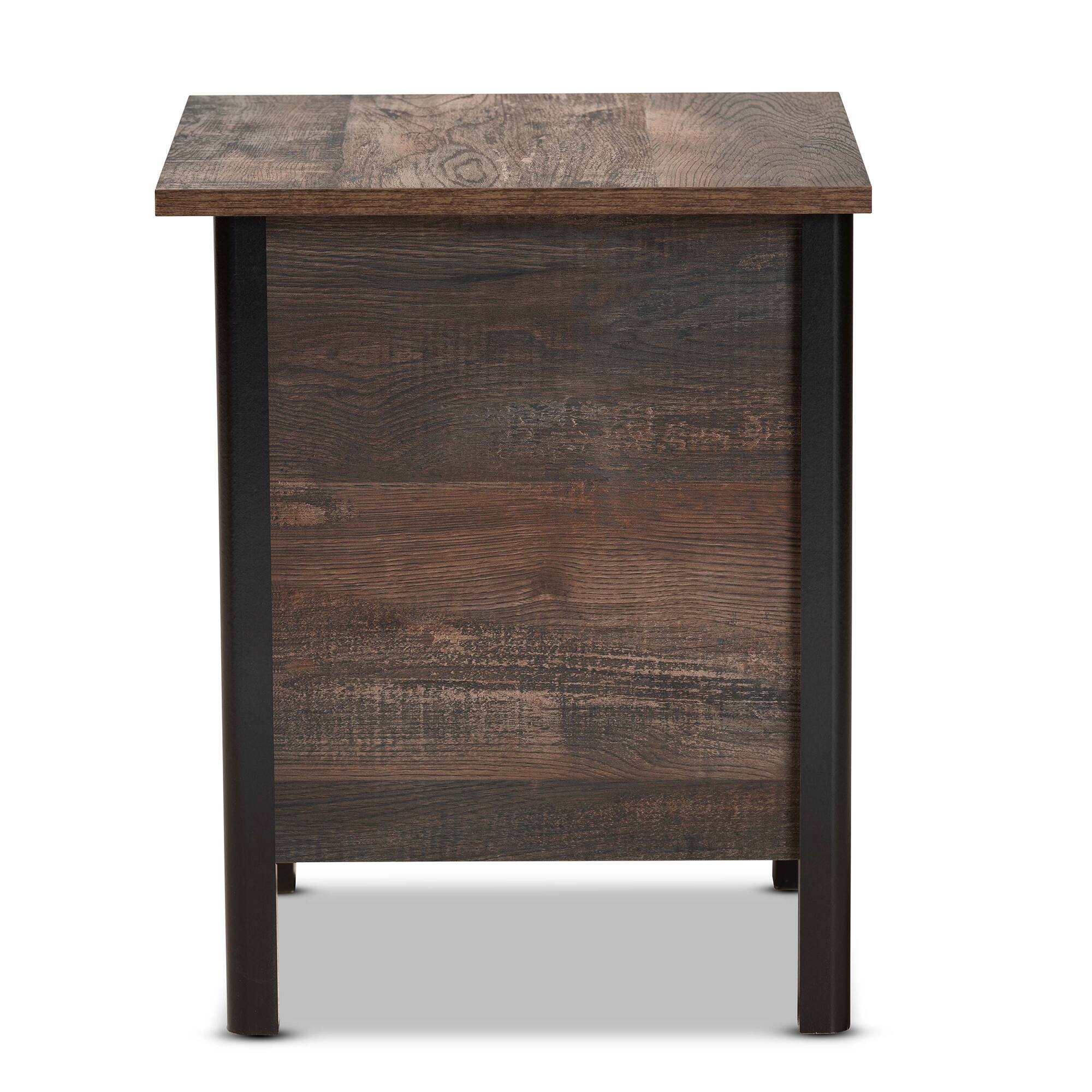 Back. Baxton Studio - Vaughan Modern and Contemporary Two-Tone Finished Wood Nightstand - Brown/Black.