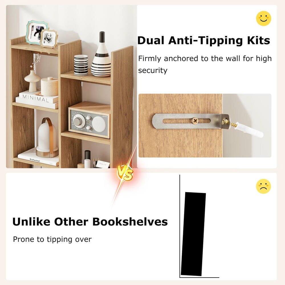 Dual Anti-Tipping Kits  
Firmly anchored to the wall for high security  

MINIMAL  

VS  

Unlike Other Bookshelves  
Prone to tipping over