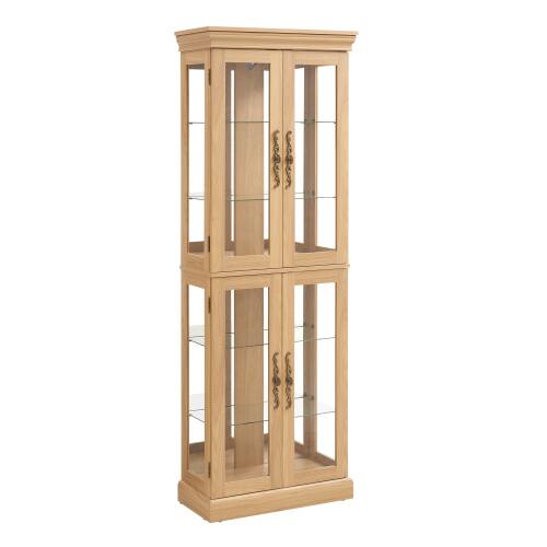 Alt View 2. LUCKY ONE - Freestanding Lighted Glass Curio Display Cabinet with Adjustable Shelves for Wine Toy Collectibles - Light Oak.