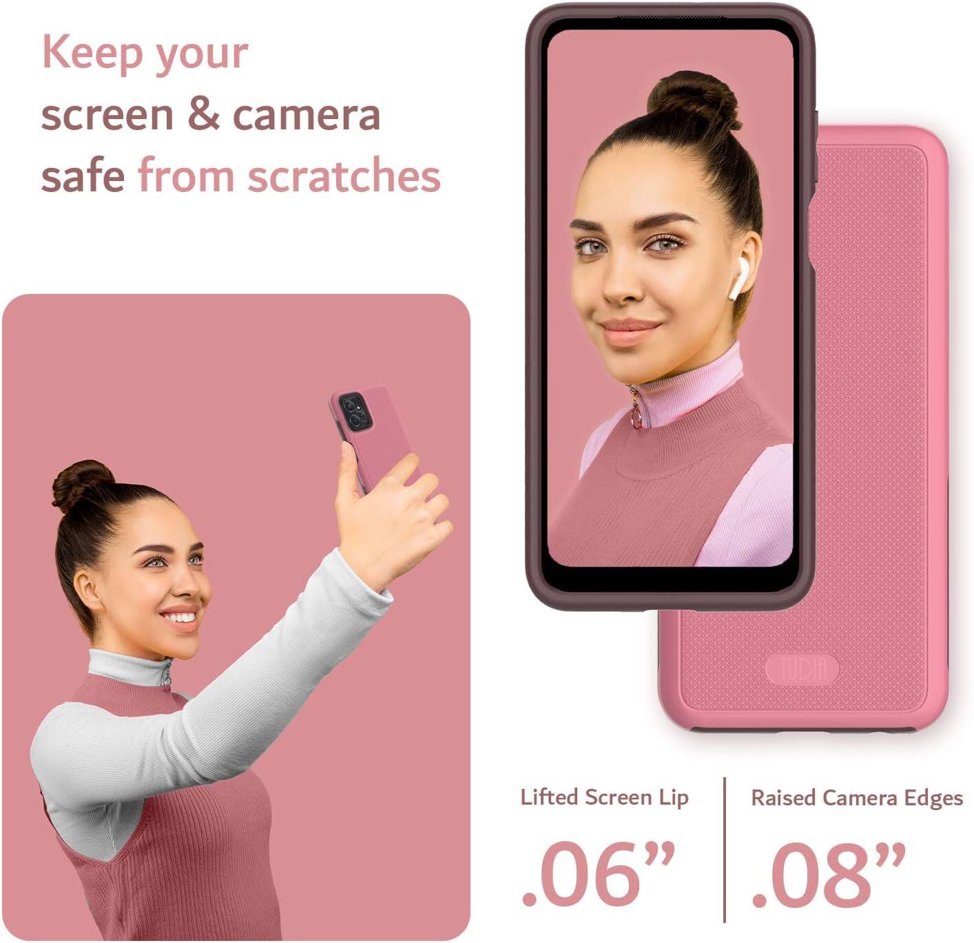 Keep your screen & camera safe from scratches

Lifted Screen Lip .06" Raised Camera Edges .08"