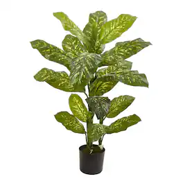 BreeBe - 4' Dieffenbachia Plant (Real Touch) w/19 Lvs - Green