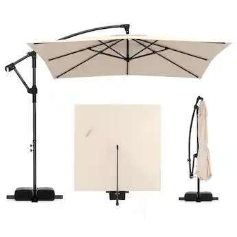 8 x 8 patio umbrella 8x8 ft Cantilever Pool tier canopy design promotes airflow and cooling Top air vent helps reduce wind pressure and prevent tipping 360 rotation lets you adjust shade throughout the day Easy operation Mondawe 8x8 FT Offset Cantilever