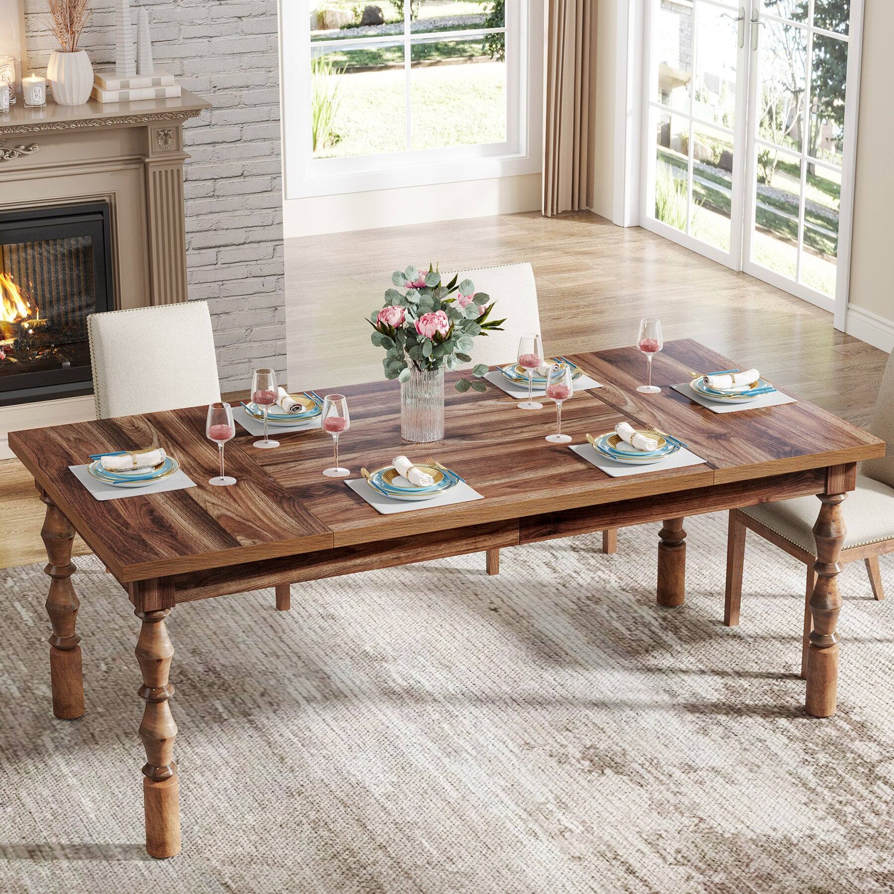 Tribesigns Dining Table with Engineered Wood Construction, Adjustable ...