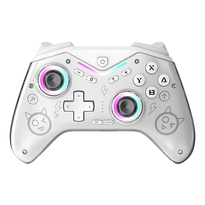 Cluzine - Switch Game Controller Hall Trigger Wireless Bluetooth for PC Steam Mobile Console Handheld 6-Axis Motion - White