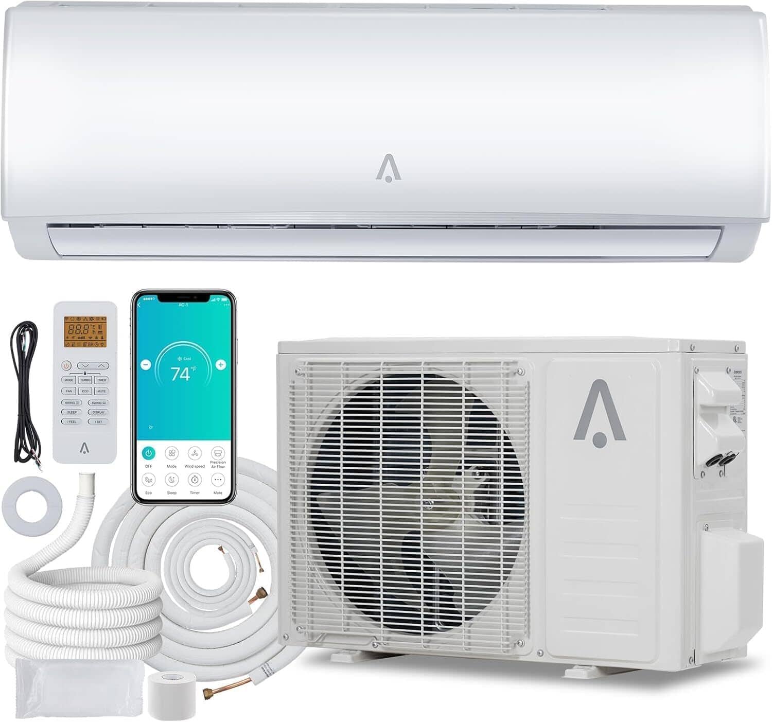 Jojoka - 21 SEER2 18000BTU Ductless Mini Split Air Conditioner & Heat Pump,1.75 Ton Inverter AC 220V - White