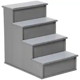 Pawhut - Stairs, Small Dog Steps for Couch Bed with Cushioned Removable Covering - Gray
