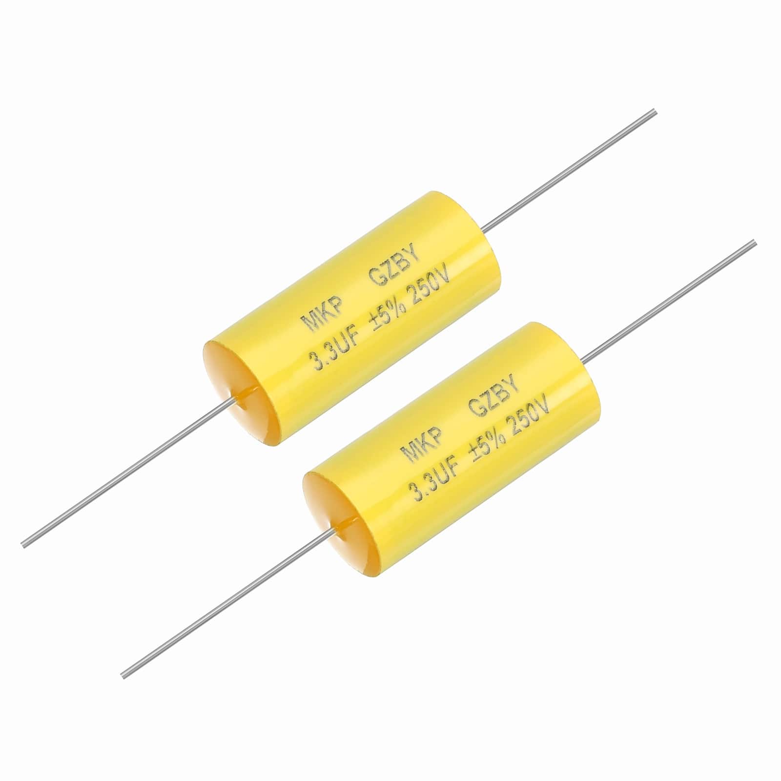 Unique Bargains - 2pcs 3.3uf Frequency Divider Capacitor, 250V Axial Audio Speaker Crossover MKP Film Capacitor - Yellow price history on PriceWatchPro