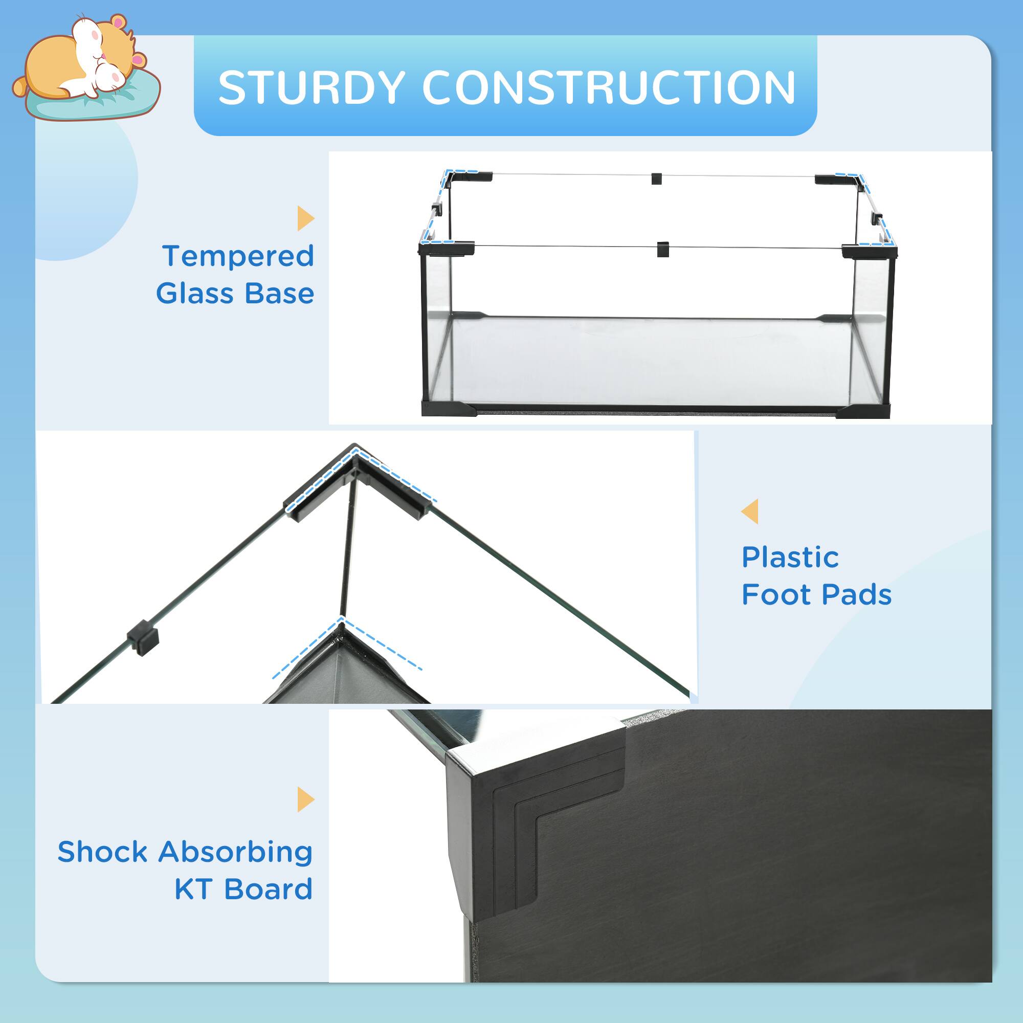STURDY CONSTRUCTION

- Tempered Glass Base
- Plastic Foot Pads
- Shock Absorbing KT Board