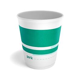 Perk - Insulated Double Wall Paper Hot Cup, 10 oz., 40/Pack - White/Teal