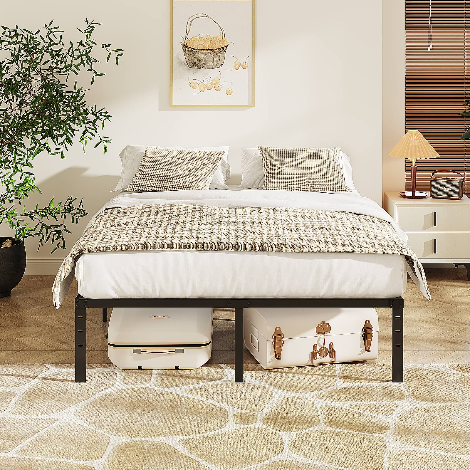 Alt View 6. Winado - 12 Inch Twin Full Queen King Metal Bed Frame Metal Platform Heavy Duty Metal Platform, No Box Spring Needed - Black.