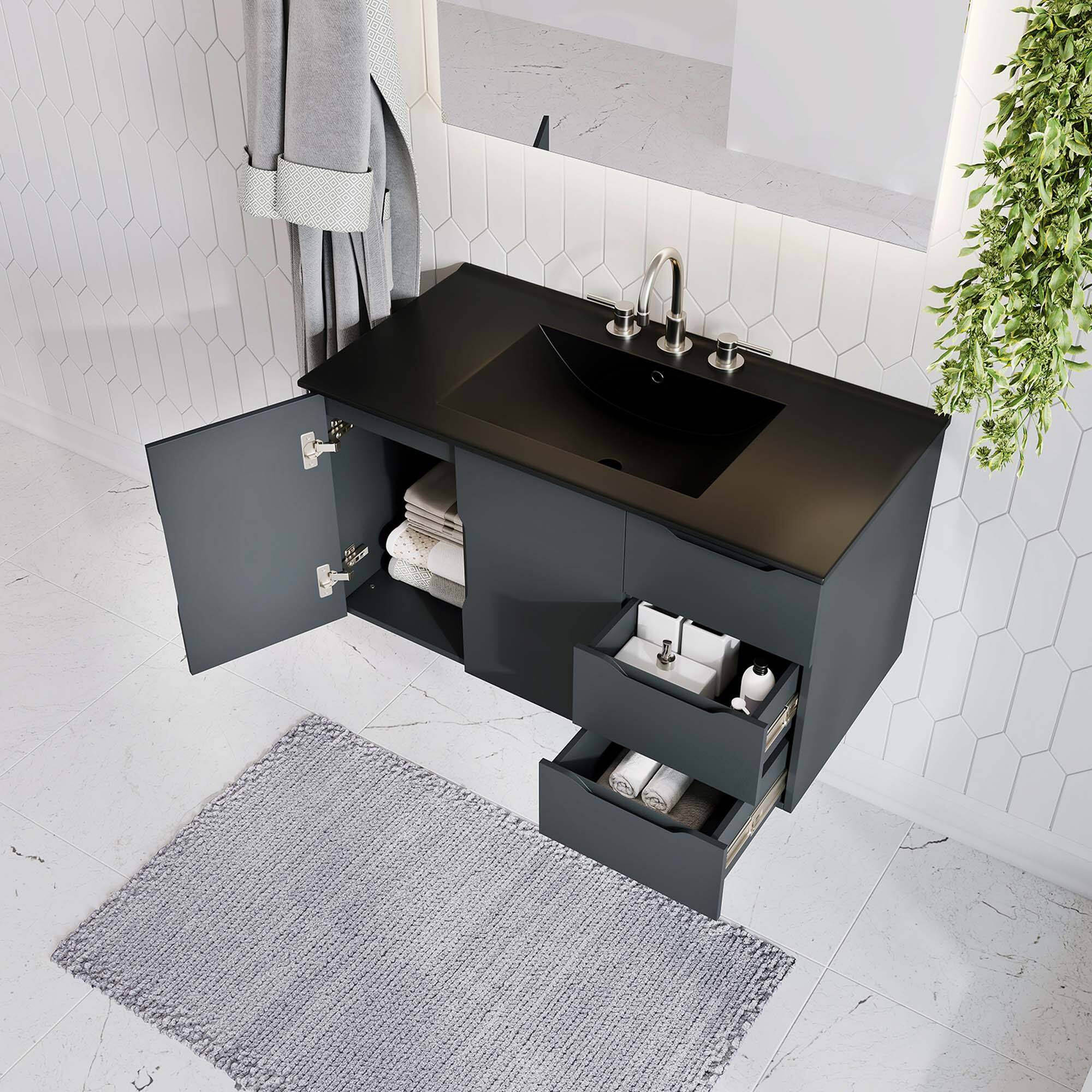 Back. Modway - Vitality Bathroom Vanity Basin Included by Modway - Gray Black.