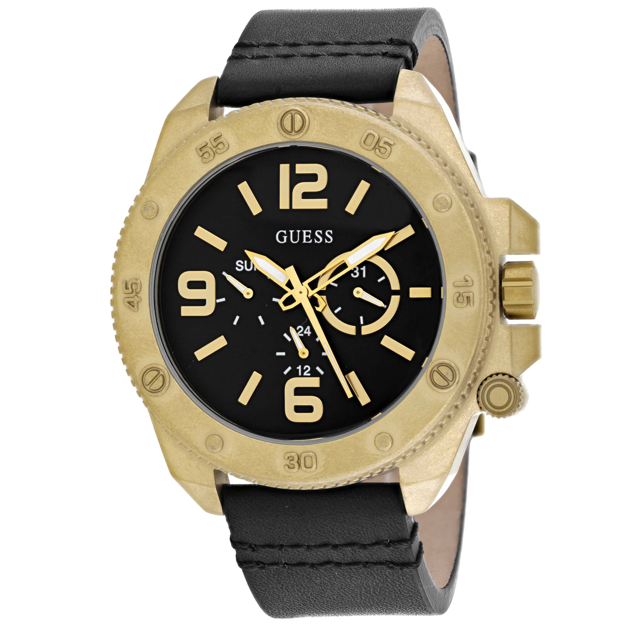 Front. Guess - Guess Men's Viper Black Dial Watch - W0659G2 - Black.