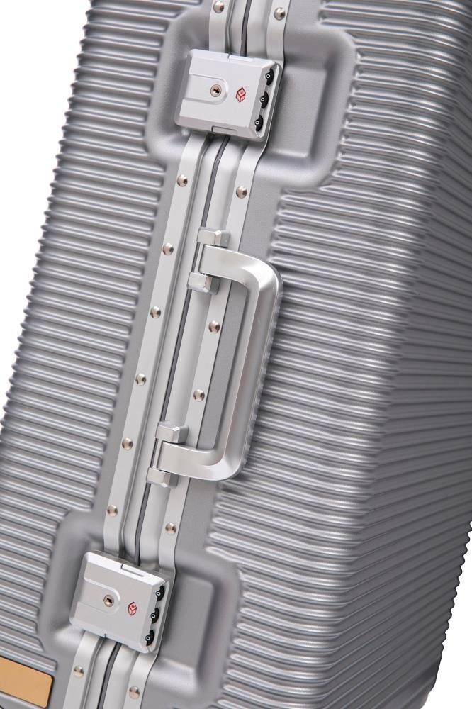 Alt View 2. BreeBe - 3-Piece Luggage Set 20/24/28'', PC & Aluminum Hardshell Suitcases with Stylish Aluminum Frame & Password Lock for Travel - Silver.