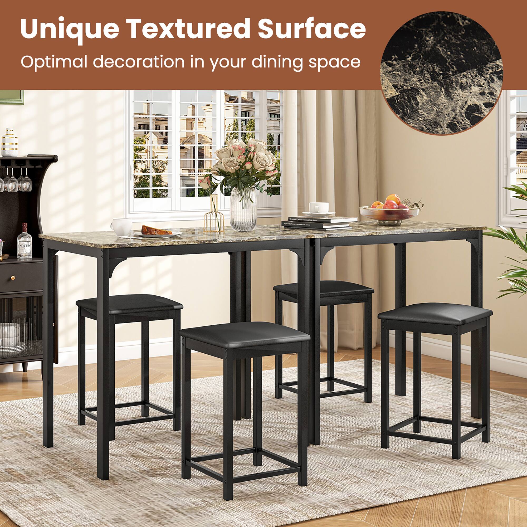 Unique Textured Surface  
Optimal decoration in your dining space