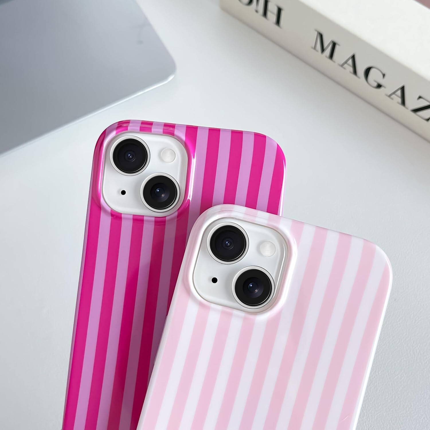 Left. ACJPR - iPhone 14 Case, Striped Design, Soft TPU Shockproof (Pink) - Color: Pink Size: iPhone 14.