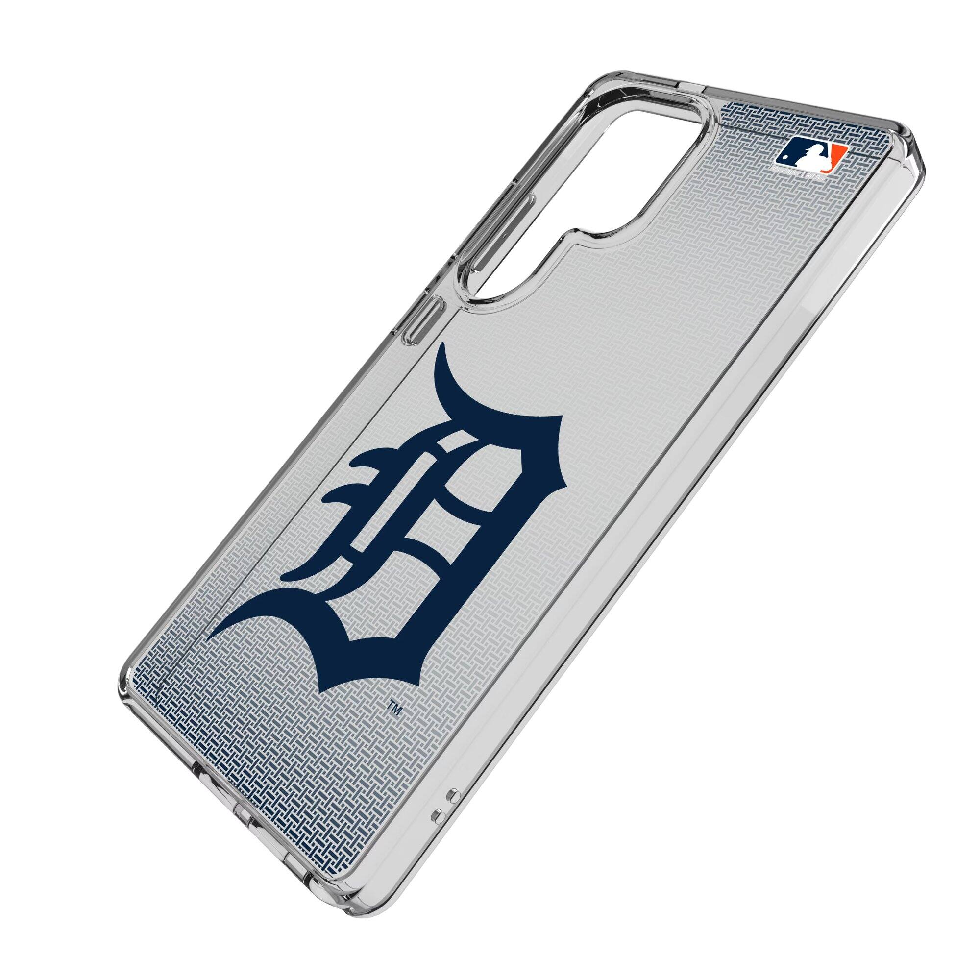 Alt View 1. Keyscaper - Detroit Tigers Linen Logo Galaxy Clear Case - S24 - Multicolor.