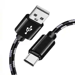 Kitcheniva - Durable USB-A to USB-C Rapid Charging Data Transfer Cable 3Ft Pack Of 1 - Black