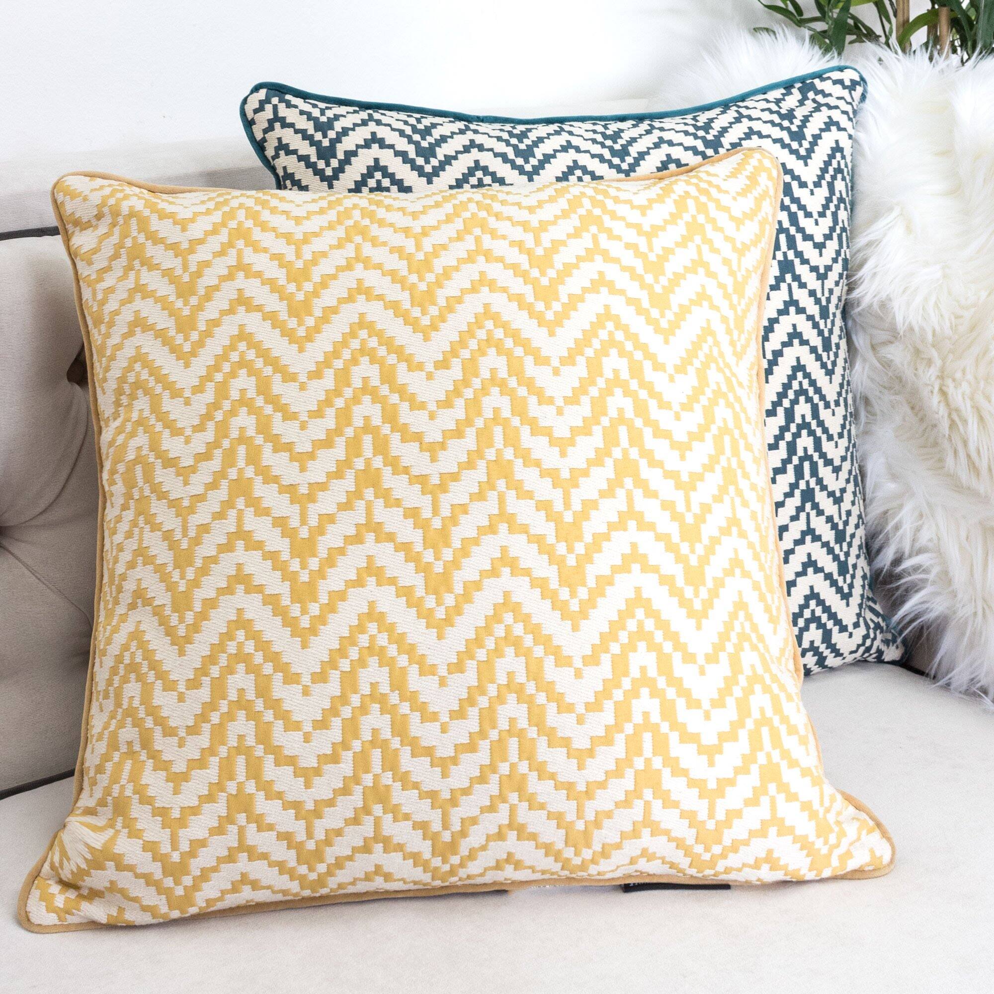 Angle. LuXeo - Chevron Indoor Throw Pillow - GOLD.