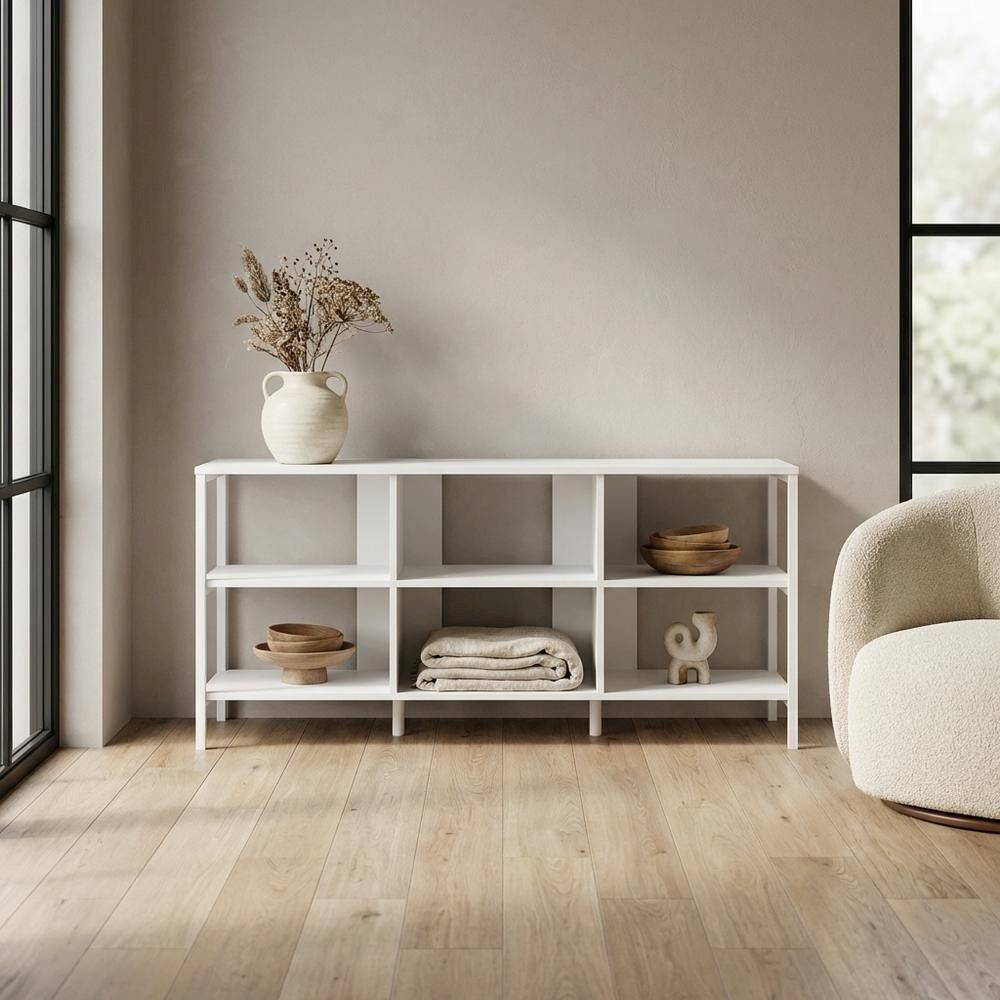 Alt View 2. FurniFact - Modern TV stand, up to 60-inch TVs, metal, wood construction, clean white finish - White.
