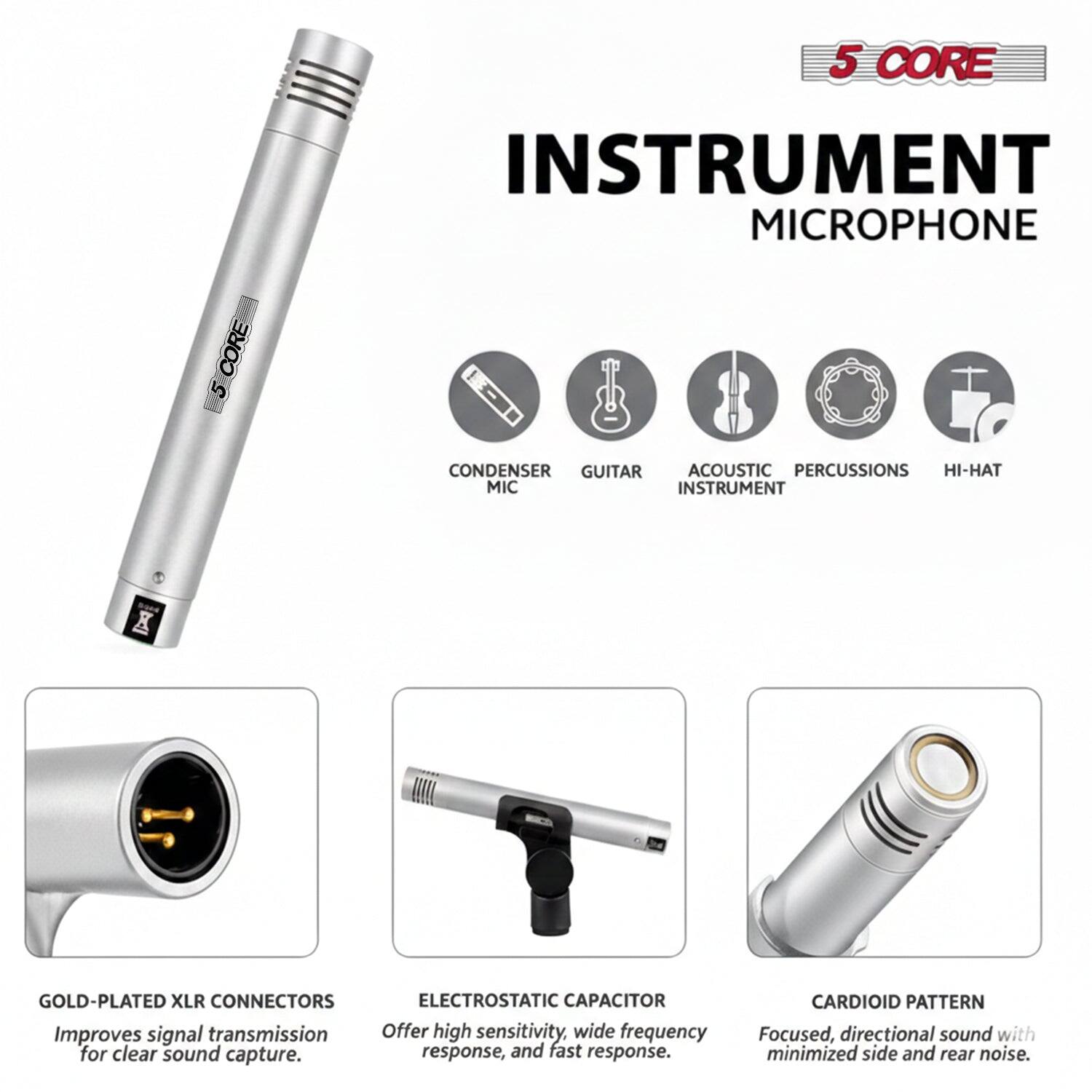 5 CORE Conga Mic Snare Tom Set Professional XLR Cardioid Unidirectional ...