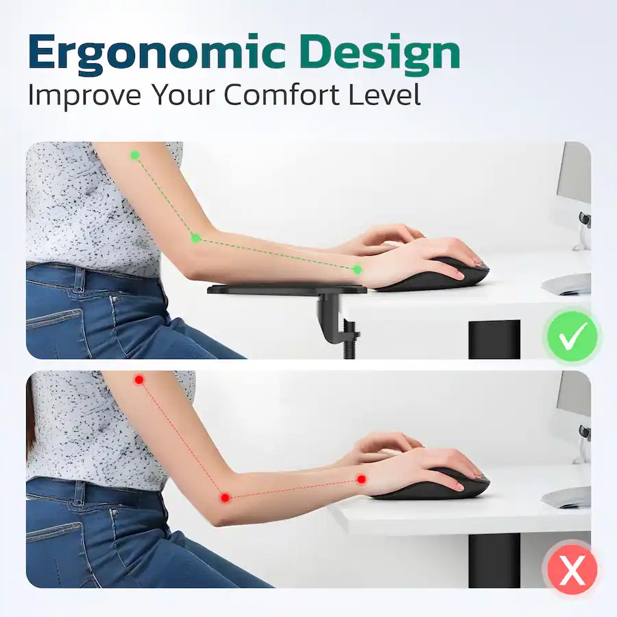 Delton Purely E5620 Adjustable Desk Armrest Support Black PARE5620 ...
