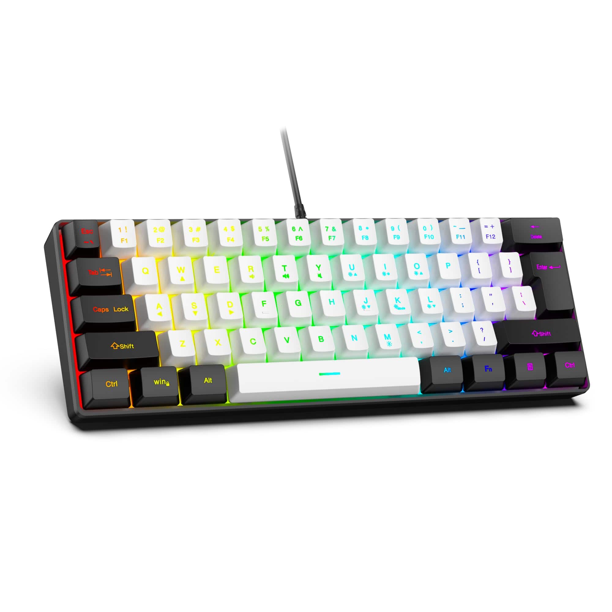 Reds Spade - 61 key Compact Rgb Gaming 60 Layout a Type c Compatible Membrane Keys 8 color Backlight Plug Play For Pc - Default