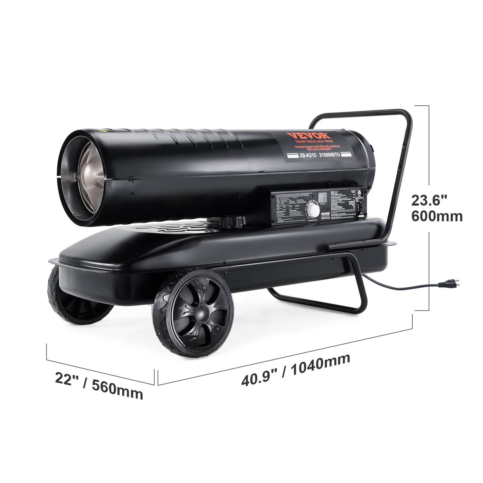 VEVOR VT TEAA TL  
21-K215  
215000870  
23.6" / 600mm  
22" / 560mm  
40.9" / 1040mm