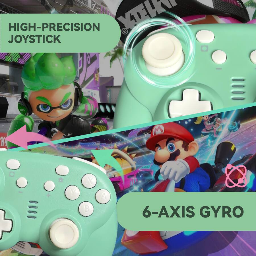 turbX Mini Mate Wireless Gaming Controller for Switch & PC, LED RGB ...