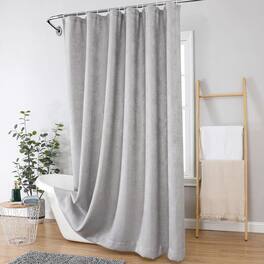 Kate Aurora - Serena Elegant Jacquard Woven Fabric Shower Curtain - Standard Size - Silver
