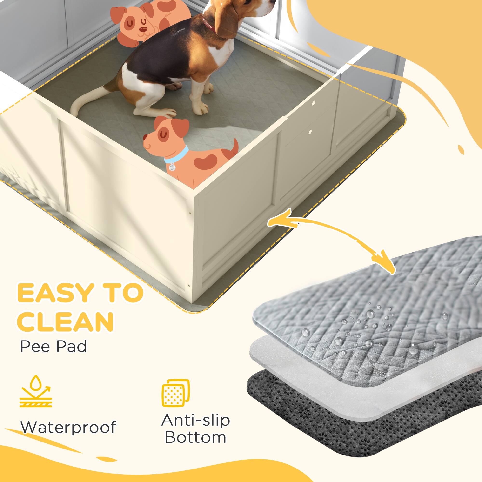EASY TO CLEAN  
Pee Pad  

Waterproof  
Anti-slip Bottom