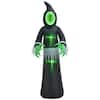Front. Homcom - 8ft Inflatable Halloween Decoration Mirror Face Ghost, Blow Up Outdoor LED Yard Display, Waterproof - black.